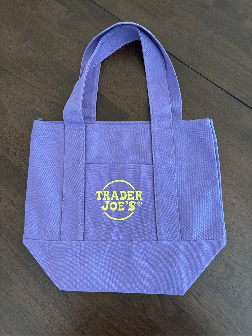 Trader Joe's Mini Purple Canvas Tote Bag Like New